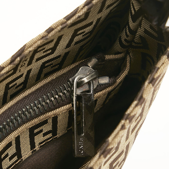 Fendi Zucchino Mamma Bucket One Shoulder Bag Handbag Beige Brown Canvas Leath... - Picture 7 of 11